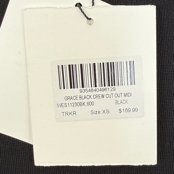 DISSH GRACE BLACK CREW CUT OUT MIDI DRESS NWT XS Long Sleeve - Picture 8 of 16